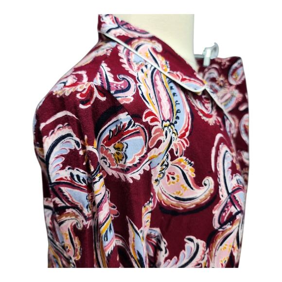 NWOT Liz Claiborne Women's XXLARGE Pajama Set Burgundy Paisley Sleep Lounge Wear - Picture 5 of 16